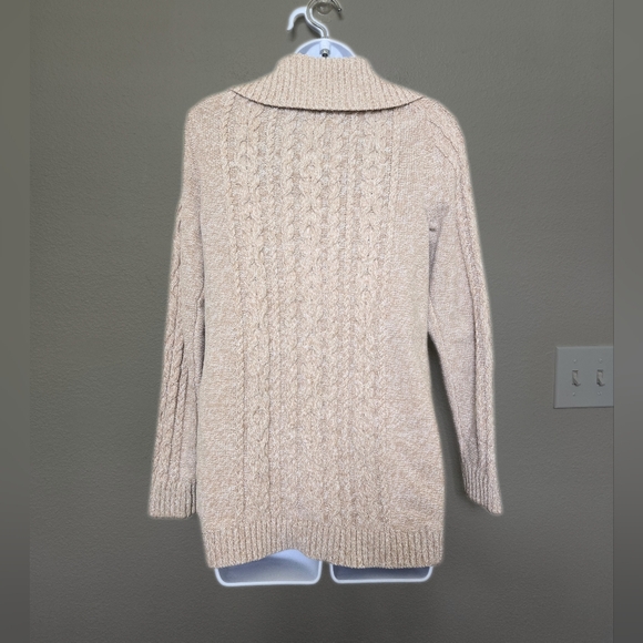 Vintage L.L. Bean Cable Knit Button Cotton Cardigan Sweater Size Small - Picture 6 of 14